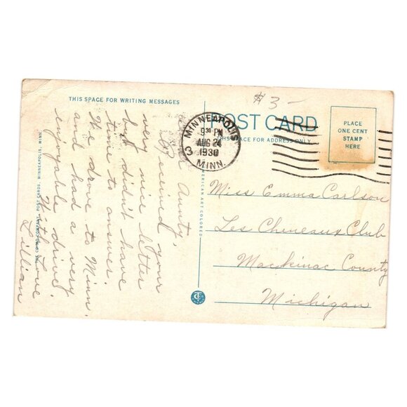 Calhoun Baths Minneapolis Minn Vintage Postcard Dated 1930 Chromolithograph Art - Picture 2 of 2